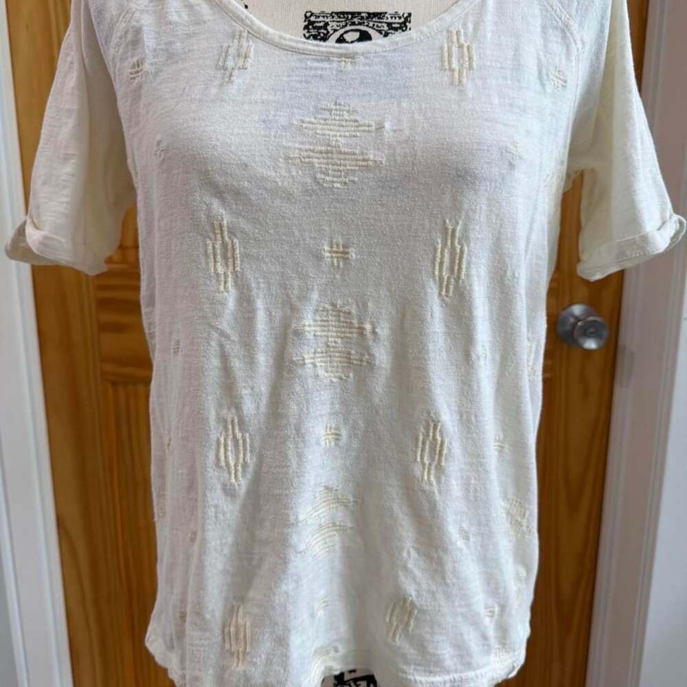 Woolrich White Textured Short Sleeve Tee S